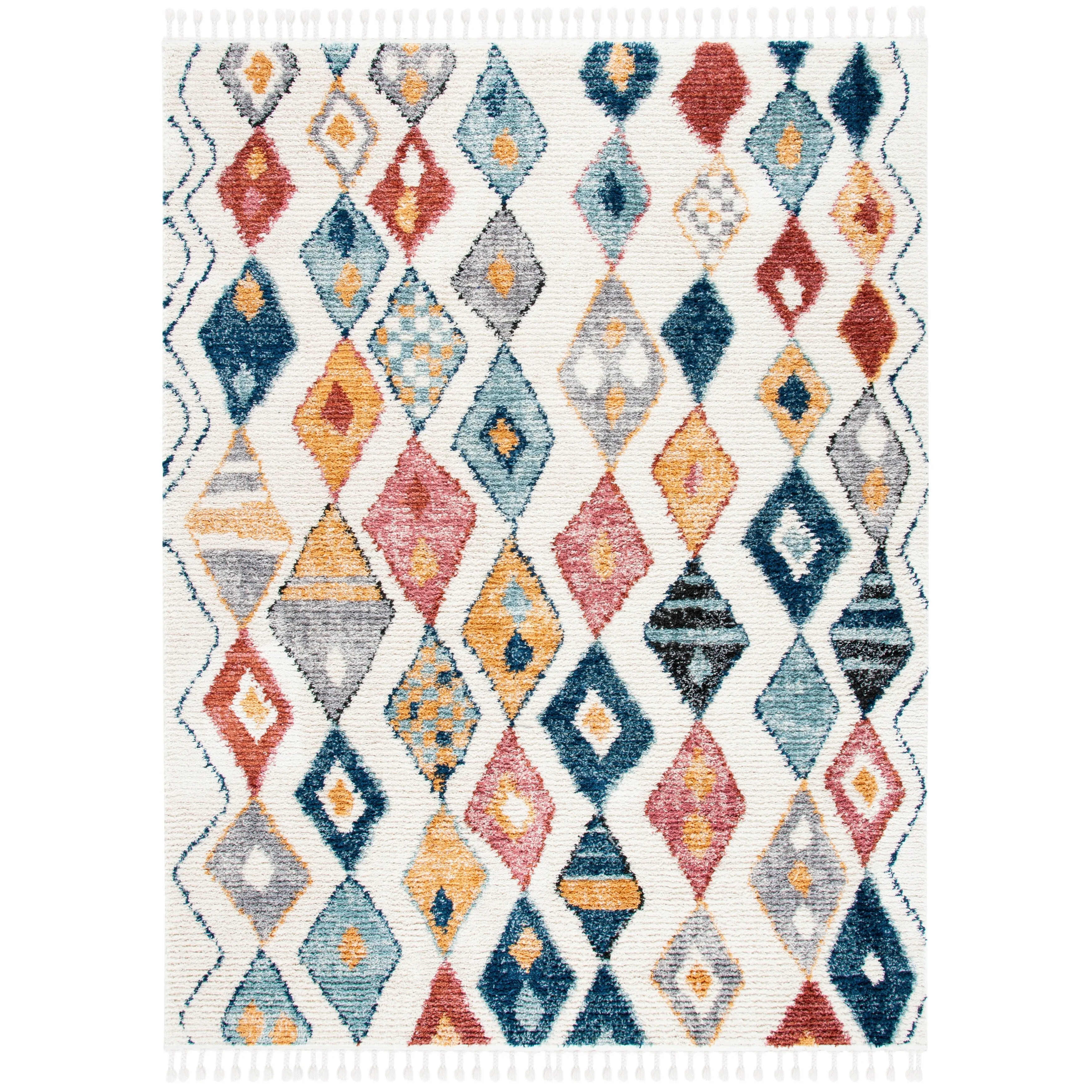 SAFAVIEH Morocco Bohemian & Eclectic Vlasta Tribal Cream/Multi Polyester Rug