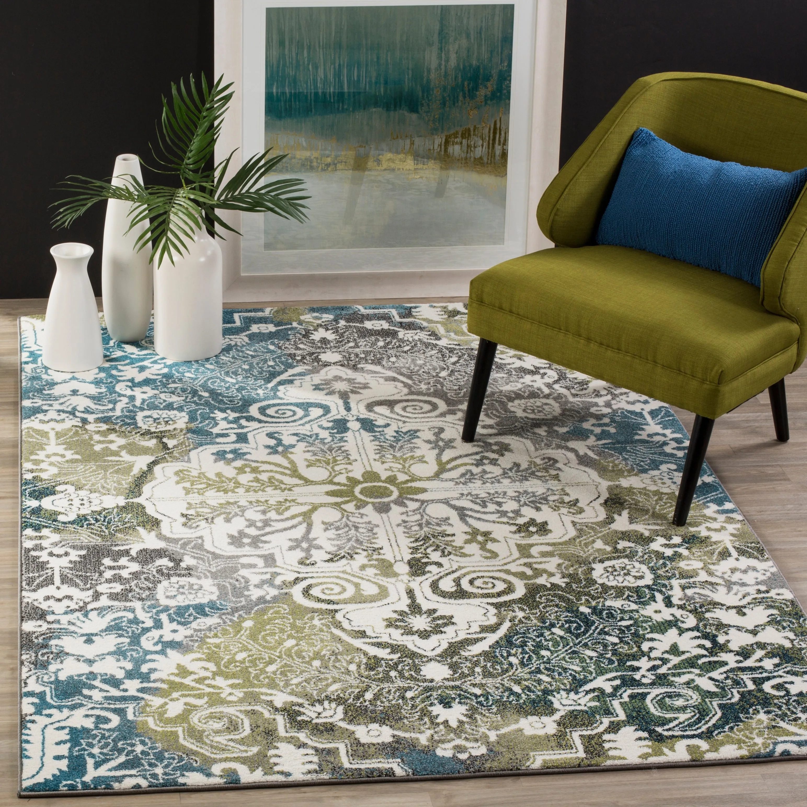 SAFAVIEH Watercolor Alani Modern Abstract Medallion Rug
