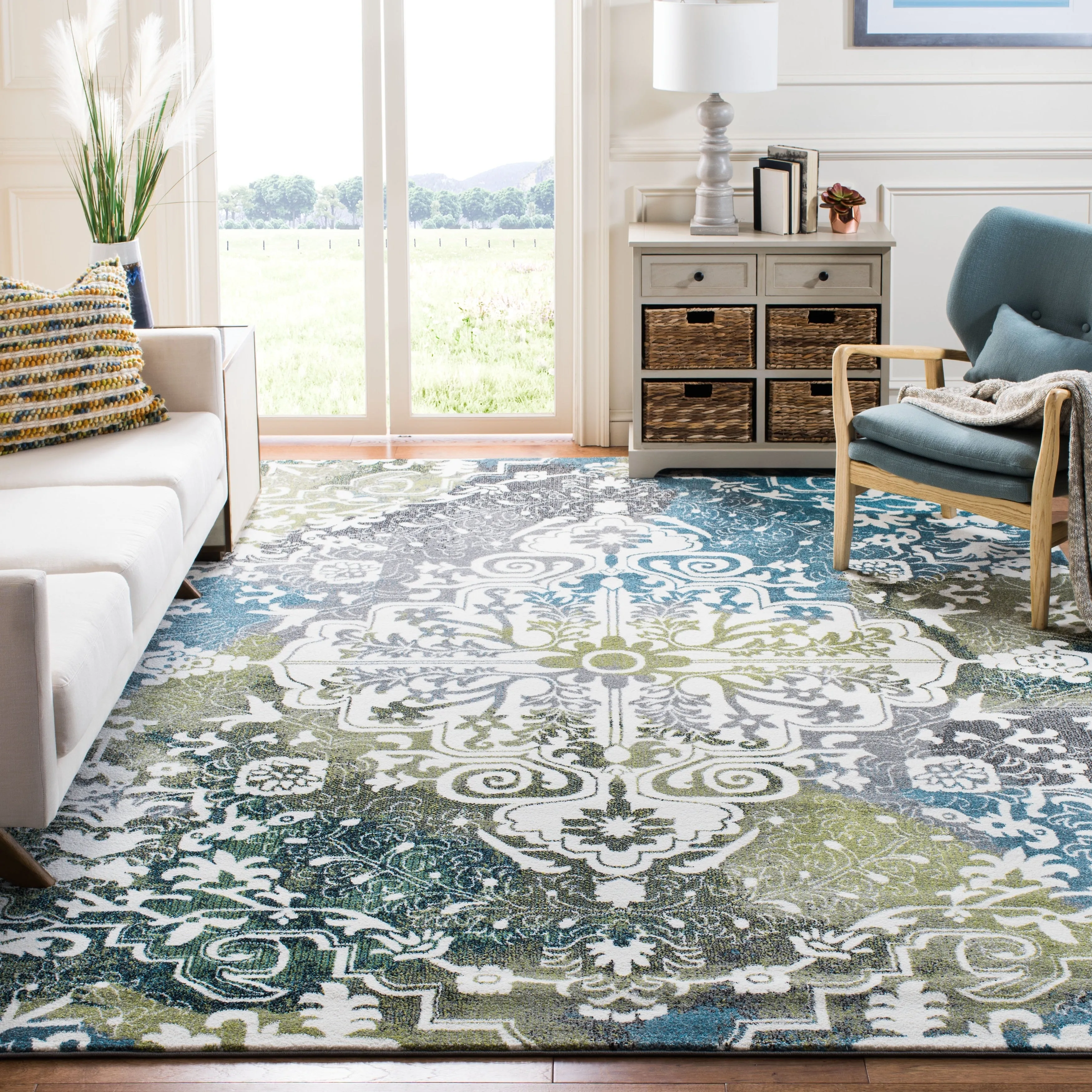 SAFAVIEH Watercolor Alani Modern Abstract Medallion Rug