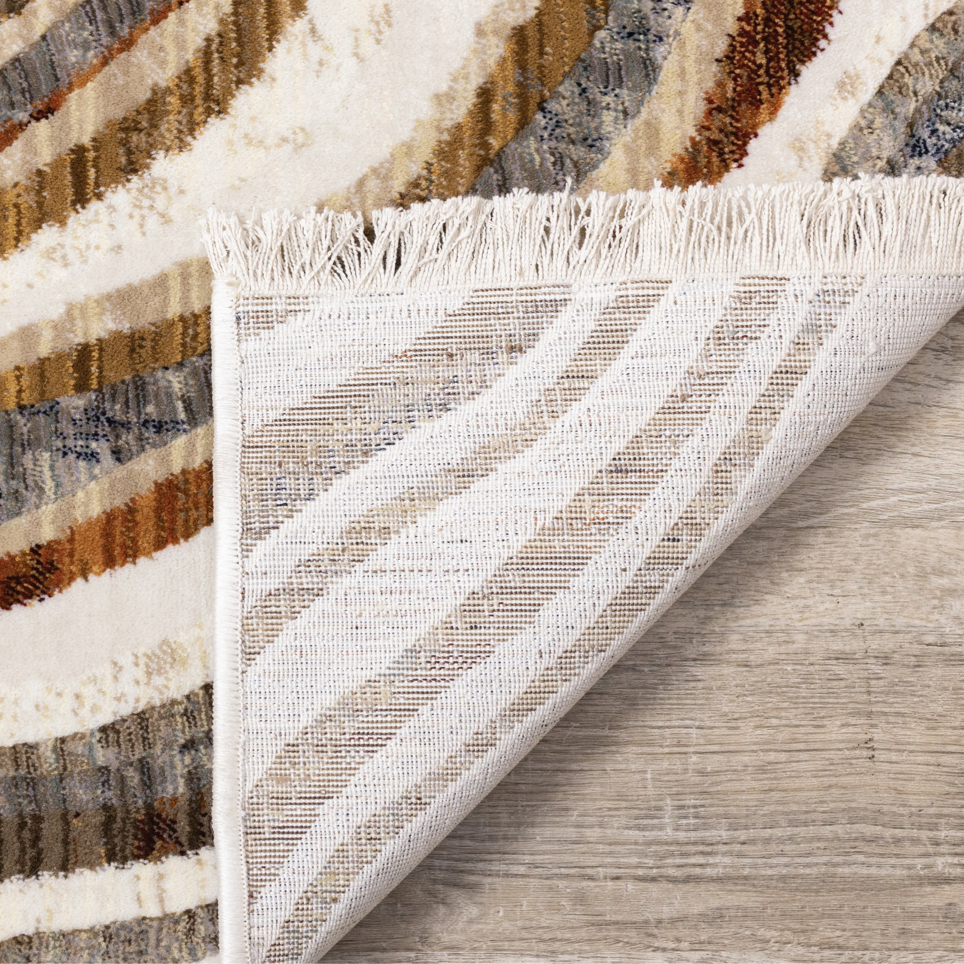 Santiago Collection - Cream Grey Brown Wavy Landscape Area Rug