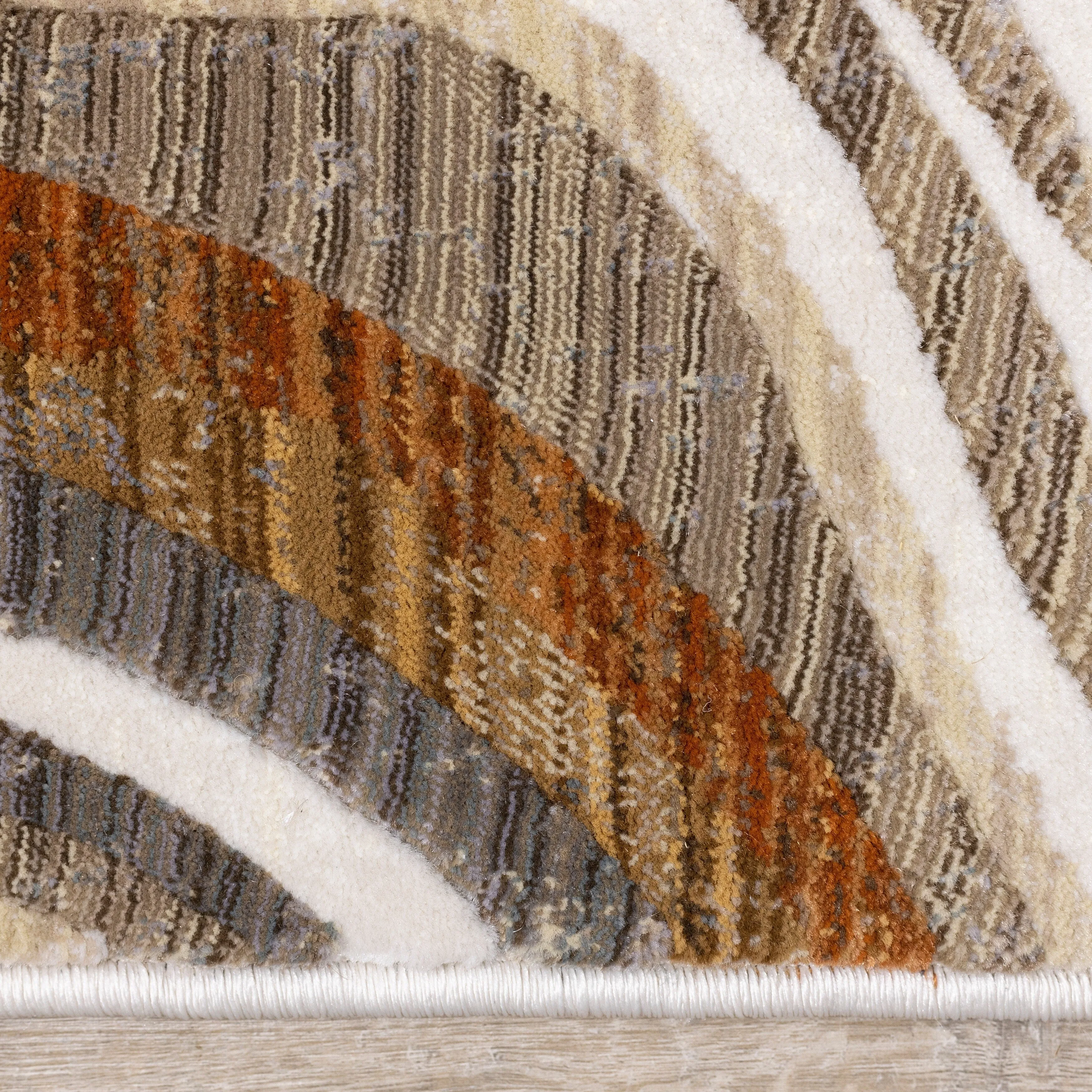 Santiago Collection - Cream Grey Brown Wavy Landscape Area Rug