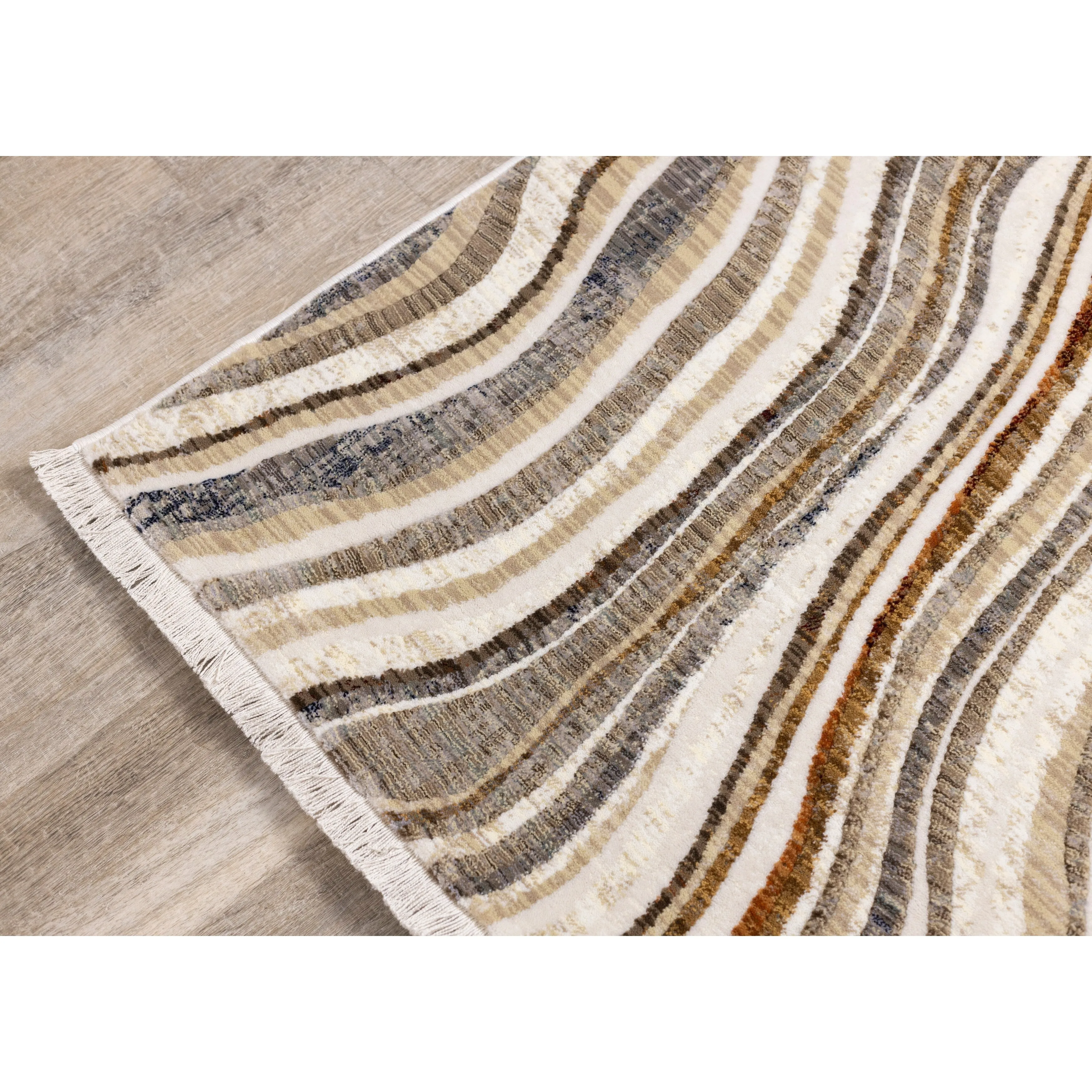 Santiago Collection - Cream Grey Brown Wavy Landscape Area Rug