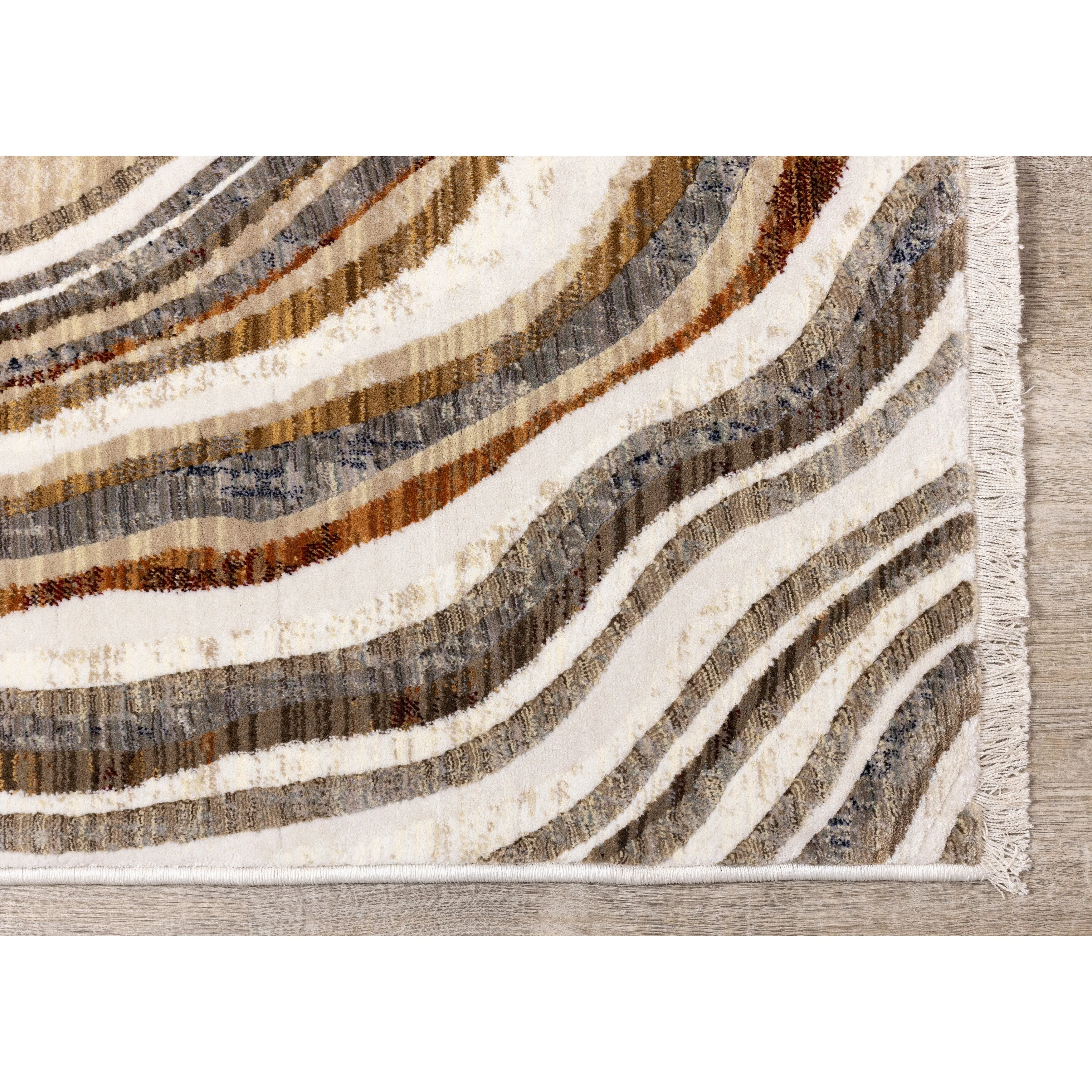 Santiago Collection - Cream Grey Brown Wavy Landscape Area Rug