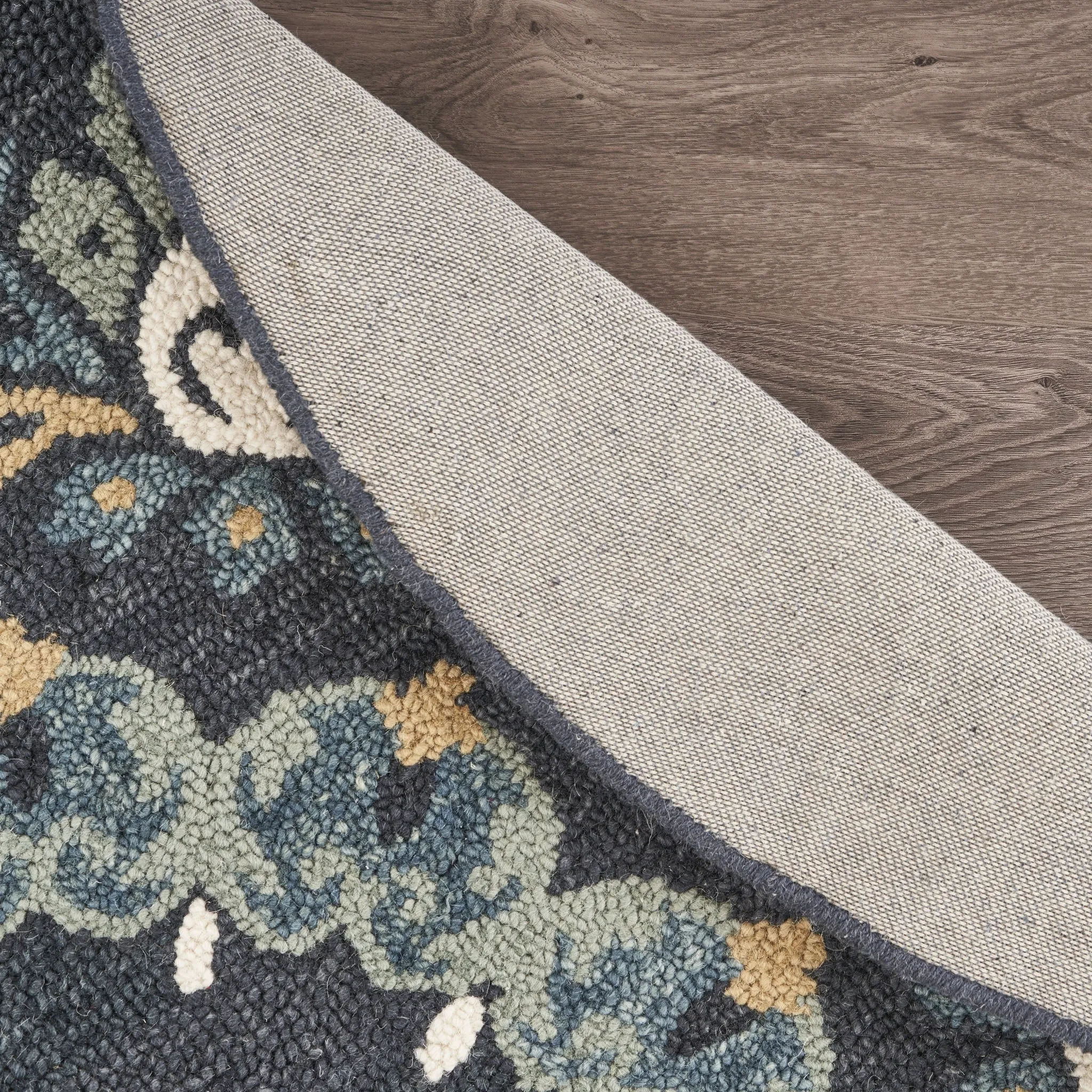 Sevita Hand Tufted Charcoal/ Teal Wool Rug