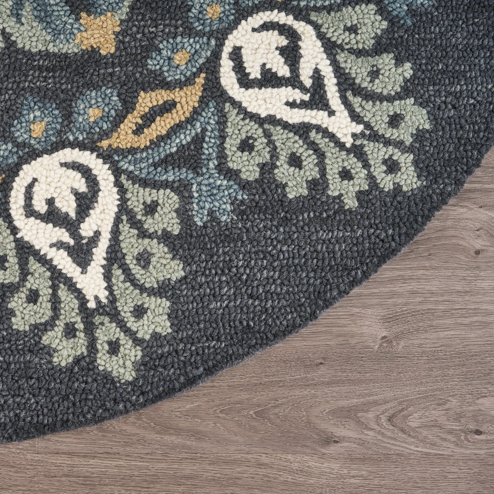 Sevita Hand Tufted Charcoal/ Teal Wool Rug