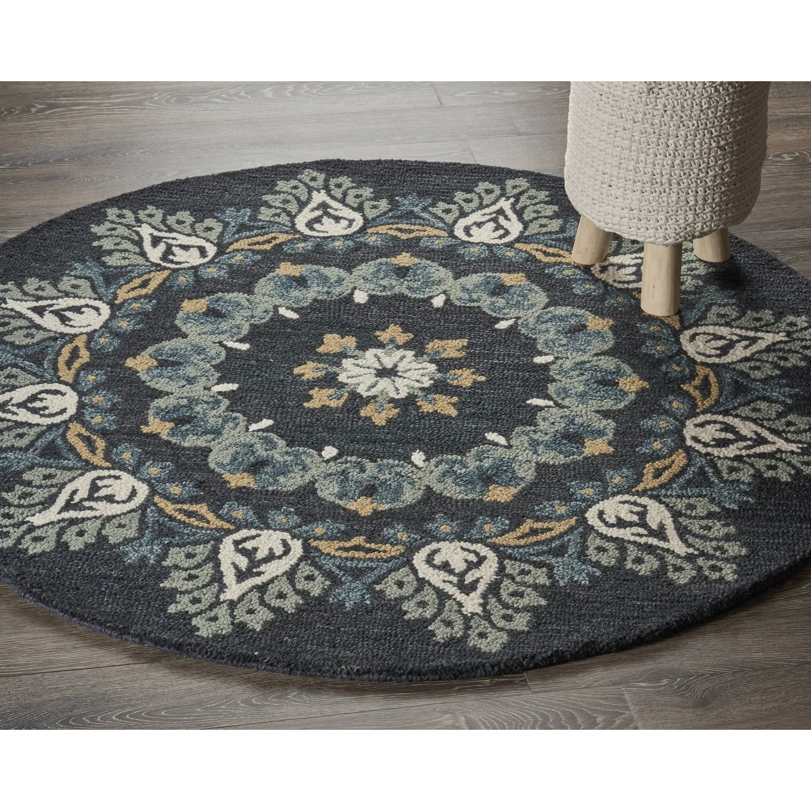 Sevita Hand Tufted Charcoal/ Teal Wool Rug
