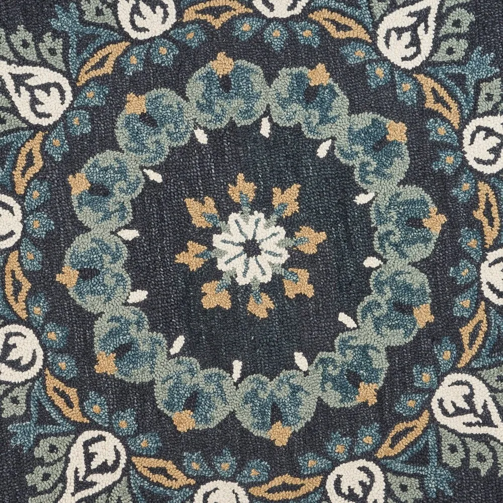 Sevita Hand Tufted Charcoal/ Teal Wool Rug