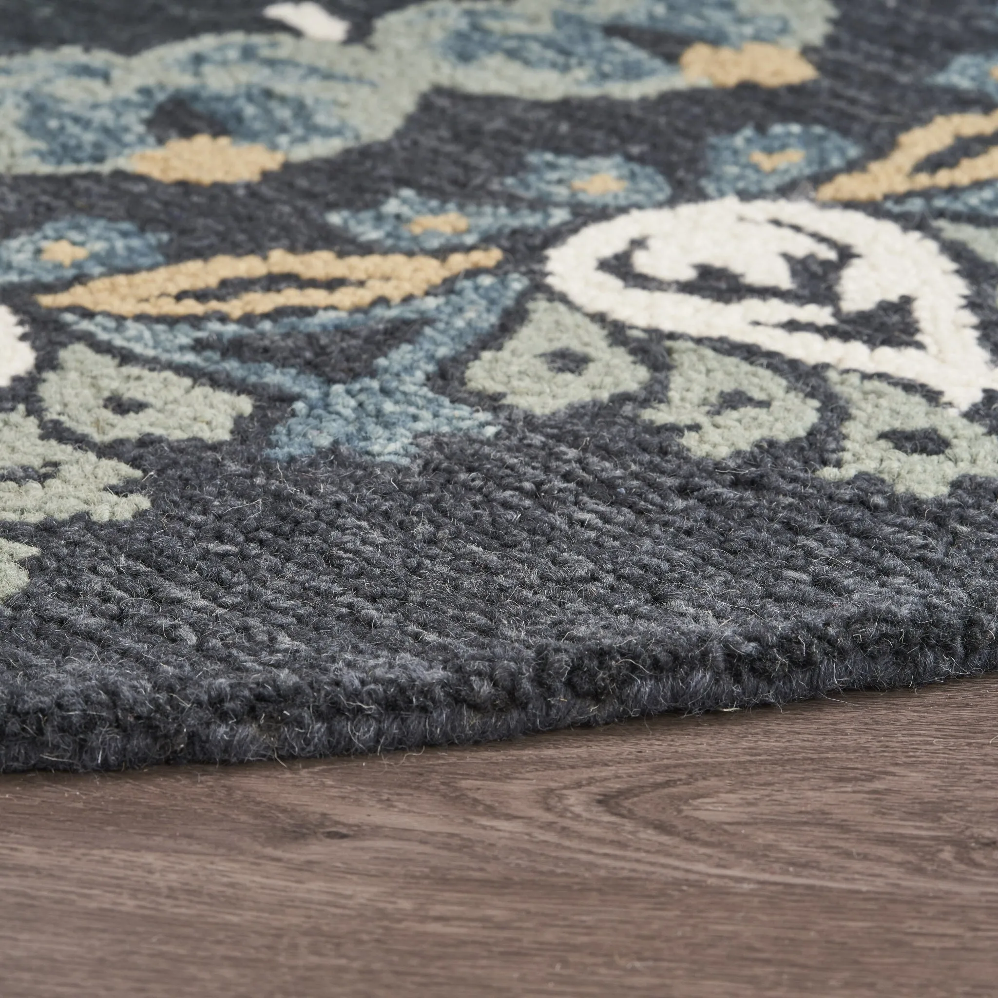 Sevita Hand Tufted Charcoal/ Teal Wool Rug