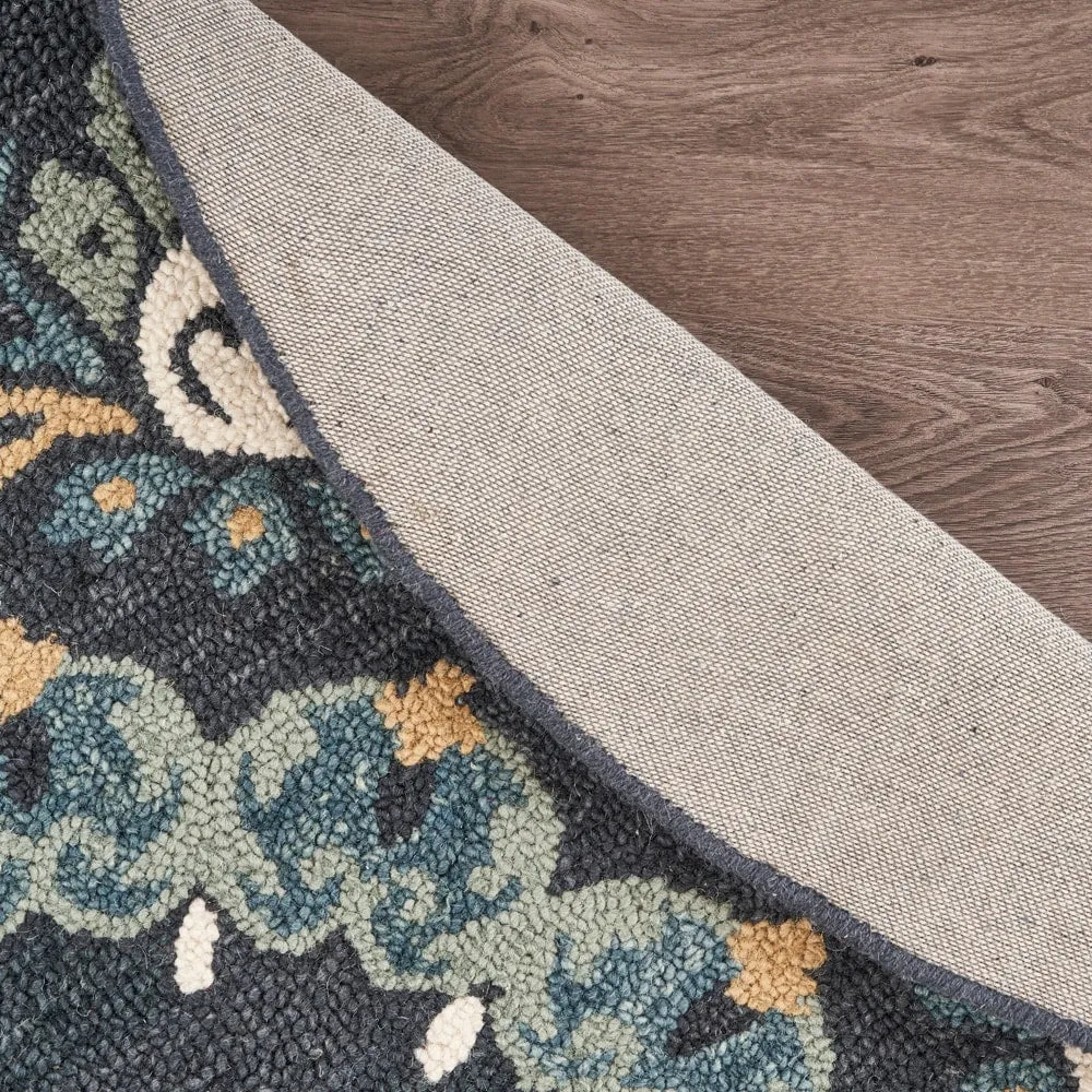 Sevita Hand Tufted Charcoal/ Teal Wool Rug