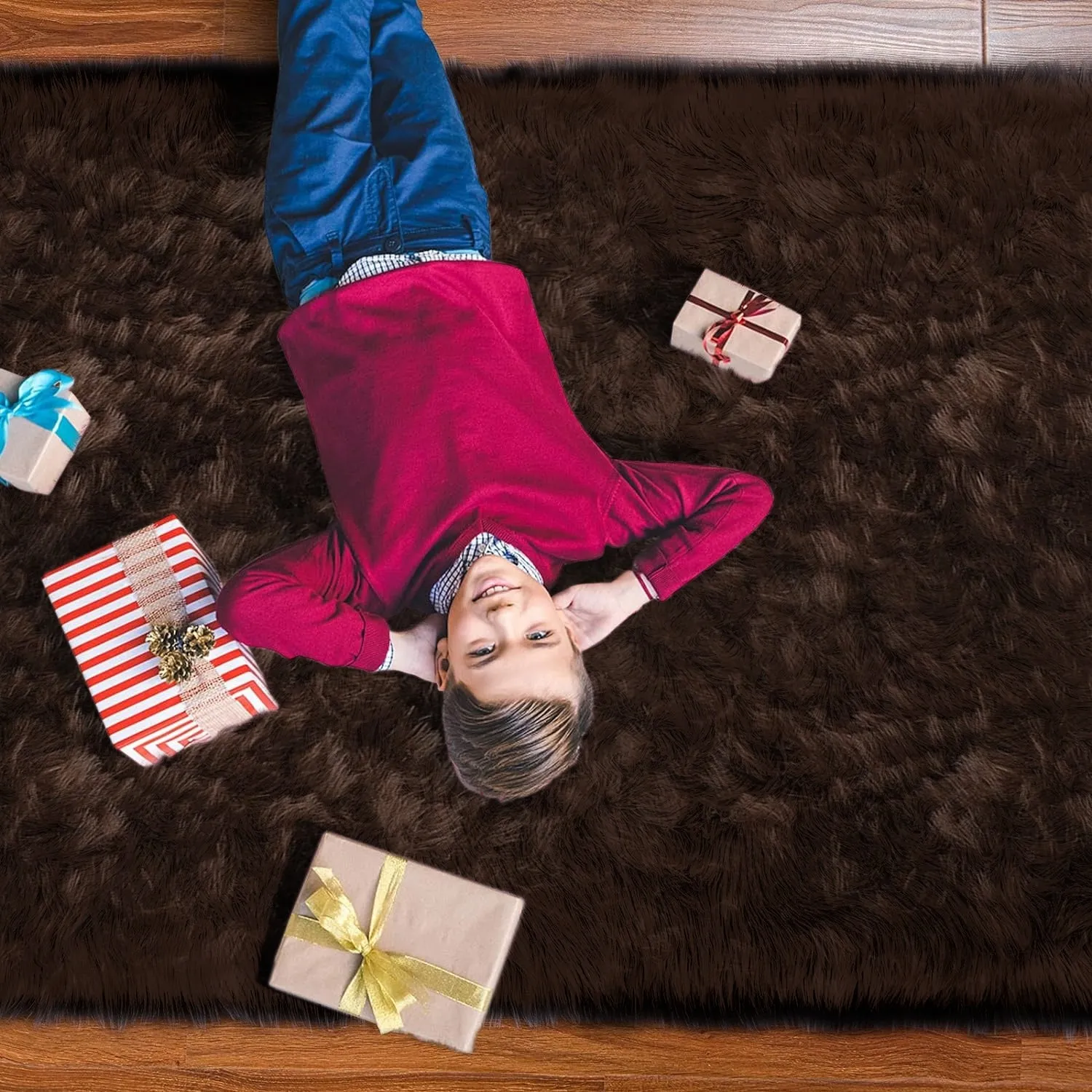 Shaggy Faux Fur Sheepskin Area Rug Super Soft Home Decor Carpet
