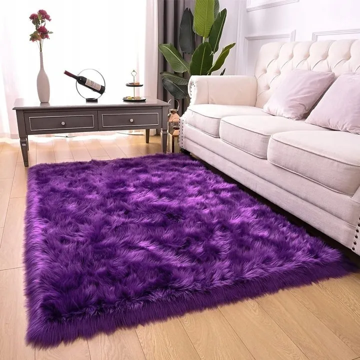Shaggy Faux Fur Sheepskin Area Rug Super Soft Home Decor Carpet