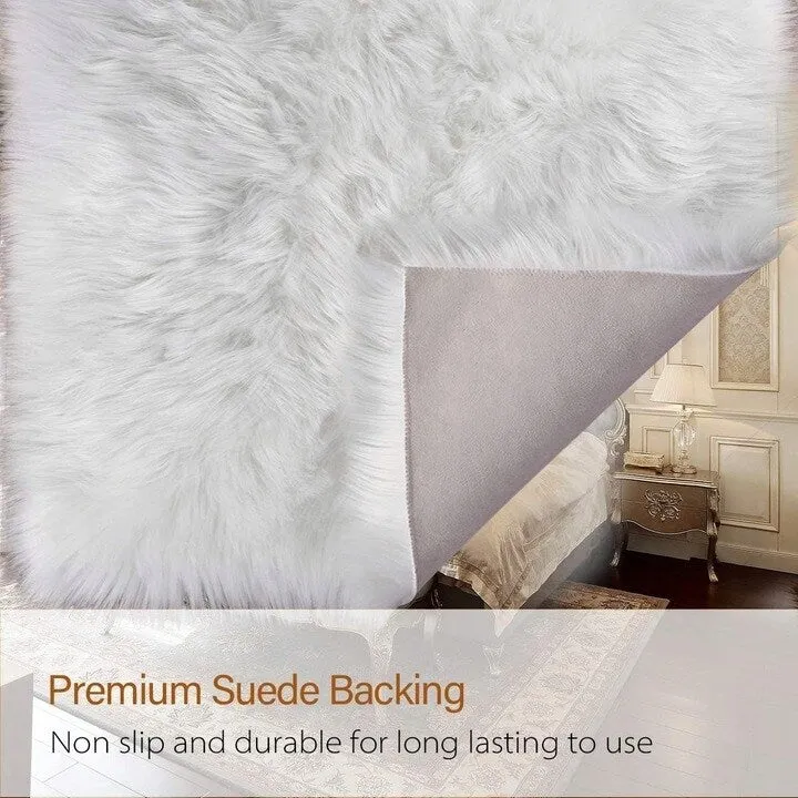 Shaggy Faux Fur Sheepskin Area Rug Super Soft Home Decor Carpet
