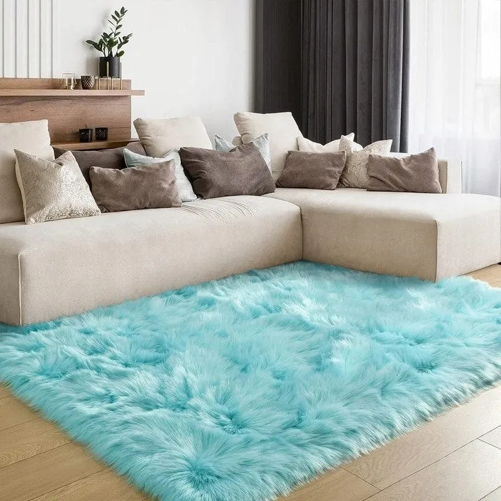 Shaggy Faux Fur Sheepskin Area Rug Super Soft Home Decor Carpet
