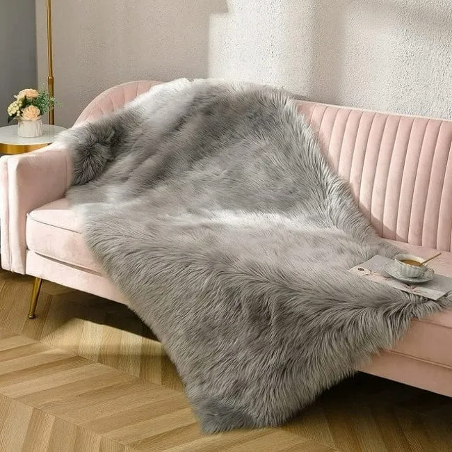 Shaggy Faux Fur Sheepskin Area Rug Super Soft Home Decor Carpet
