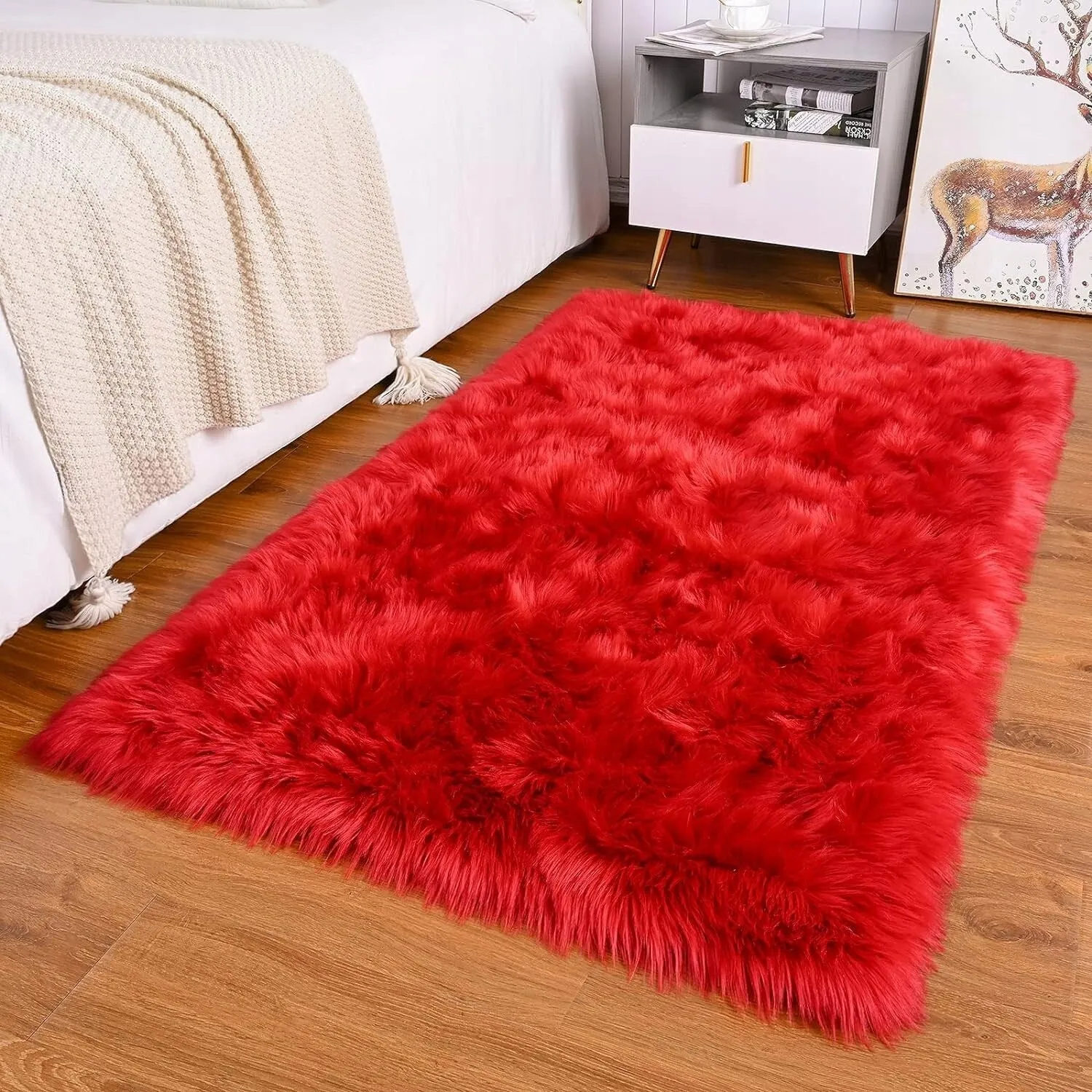 Shaggy Faux Fur Sheepskin Area Rug Super Soft Home Decor Carpet