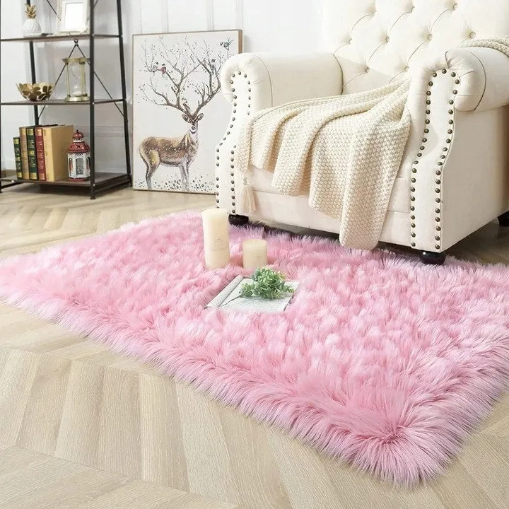 Shaggy Faux Fur Sheepskin Area Rug Super Soft Home Decor Carpet
