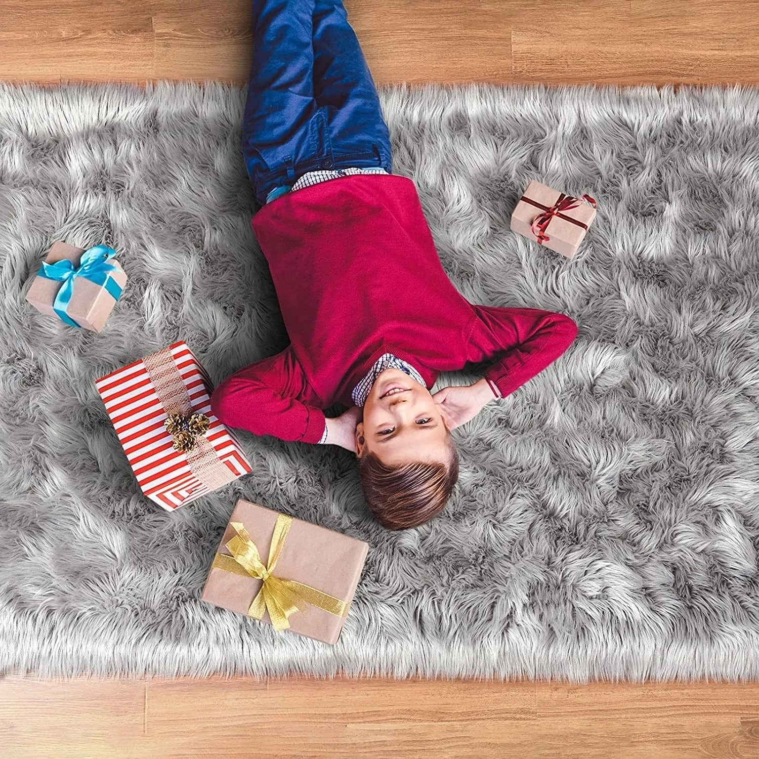 Shaggy Faux Fur Sheepskin Area Rug Super Soft Home Decor Carpet