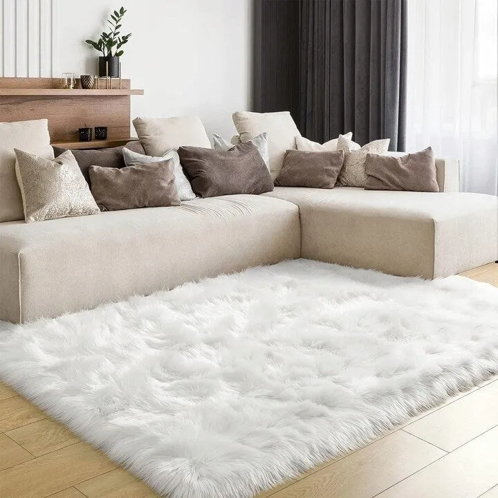 Shaggy Faux Fur Sheepskin Area Rug Super Soft Home Decor Carpet