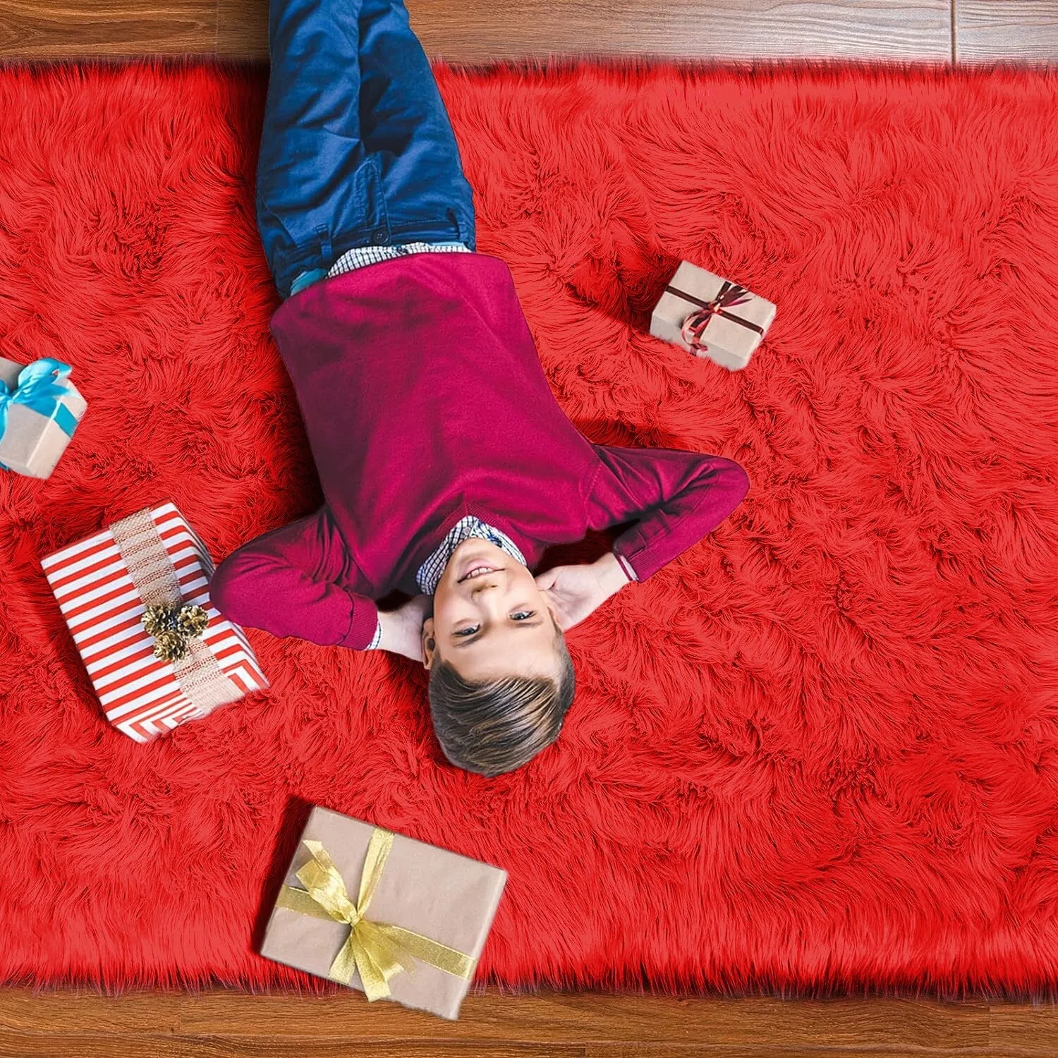 Shaggy Faux Fur Sheepskin Area Rug Super Soft Home Decor Carpet