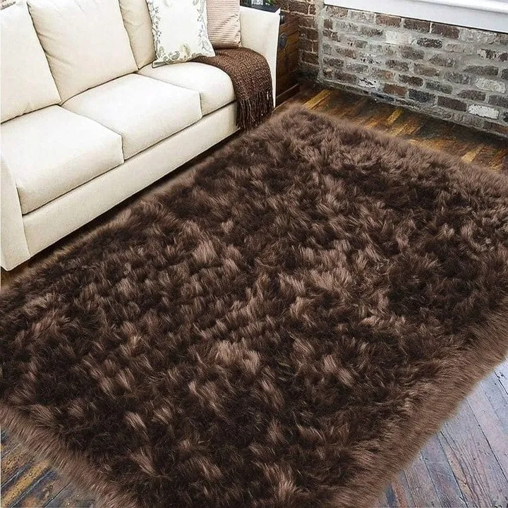 Shaggy Faux Fur Sheepskin Area Rug Super Soft Home Decor Carpet