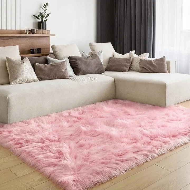 Shaggy Faux Fur Sheepskin Area Rug Super Soft Home Decor Carpet