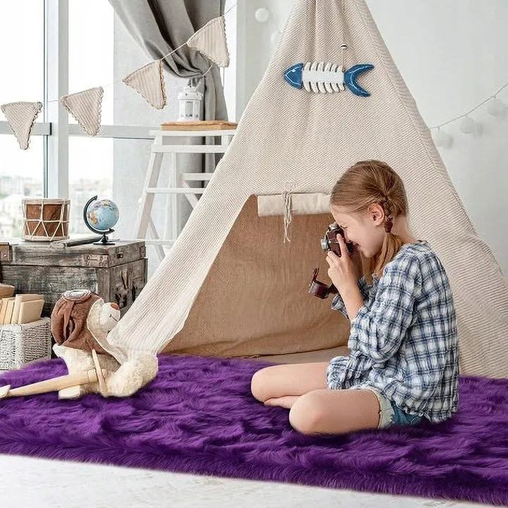Shaggy Faux Fur Sheepskin Area Rug Super Soft Home Decor Carpet