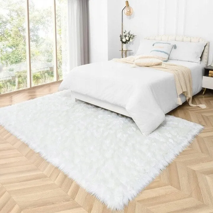 Shaggy Faux Fur Sheepskin Area Rug Super Soft Home Decor Carpet