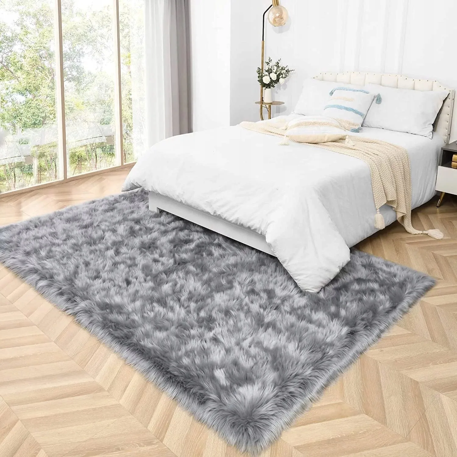 Shaggy Faux Fur Sheepskin Area Rug Super Soft Home Decor Carpet