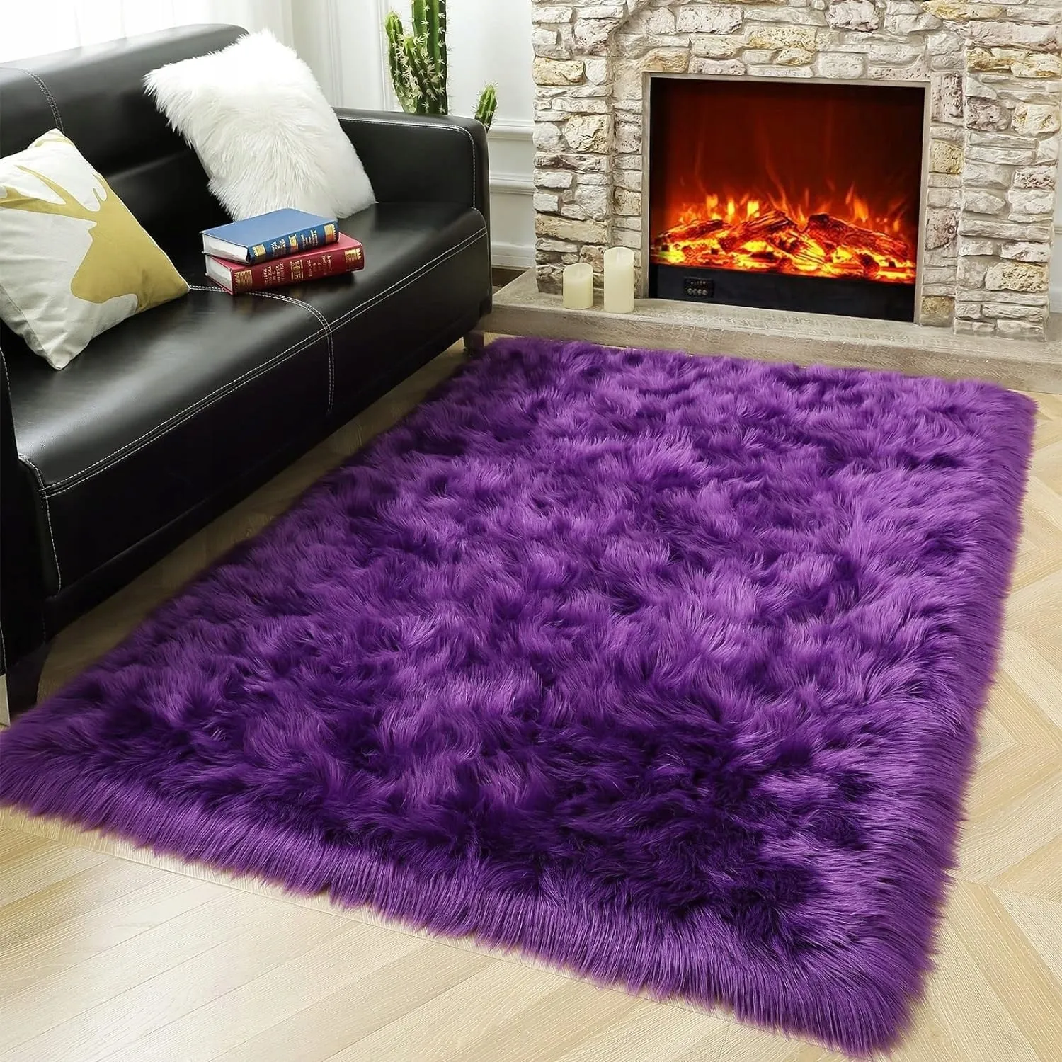 Shaggy Faux Fur Sheepskin Area Rug Super Soft Home Decor Carpet
