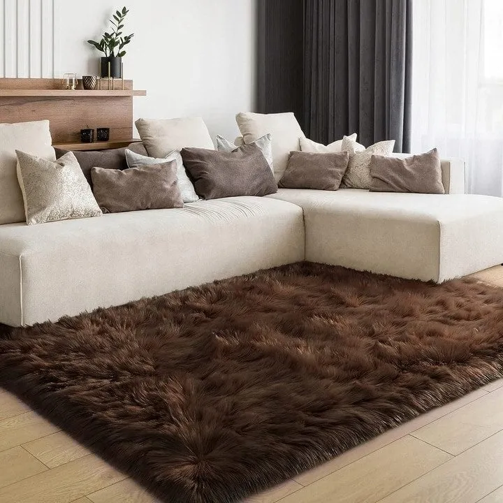 Shaggy Faux Fur Sheepskin Area Rug Super Soft Home Decor Carpet