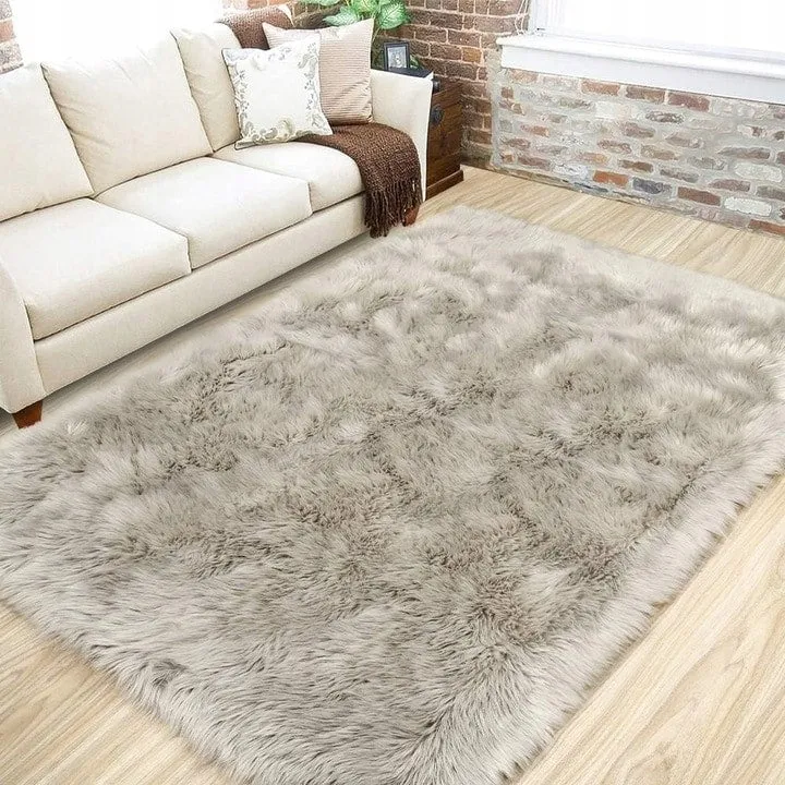Shaggy Faux Fur Sheepskin Area Rug Super Soft Home Decor Carpet