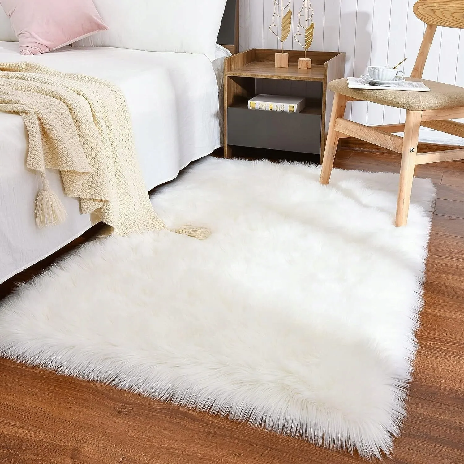 Shaggy Faux Fur Sheepskin Area Rug Super Soft Home Decor Carpet