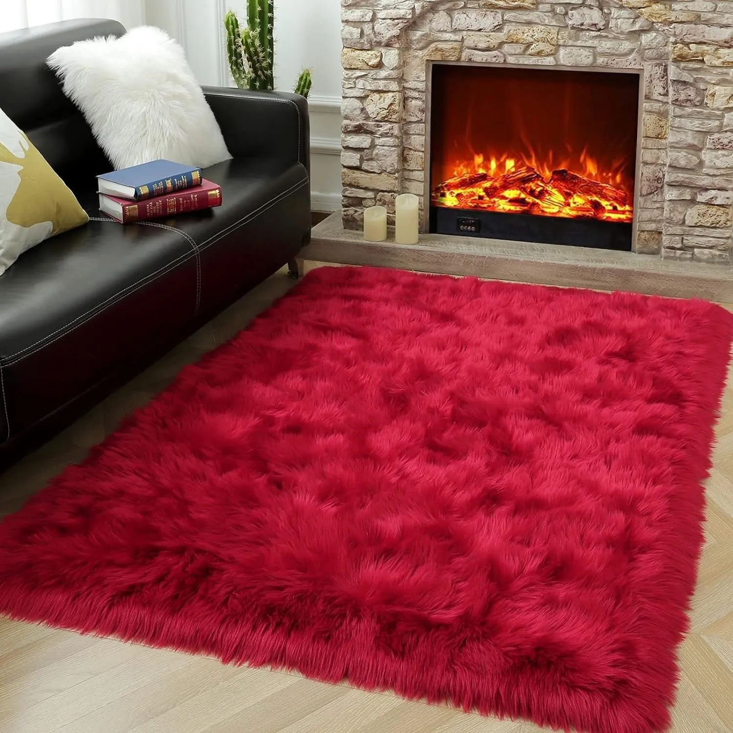 Shaggy Faux Fur Sheepskin Area Rug Super Soft Home Decor Carpet