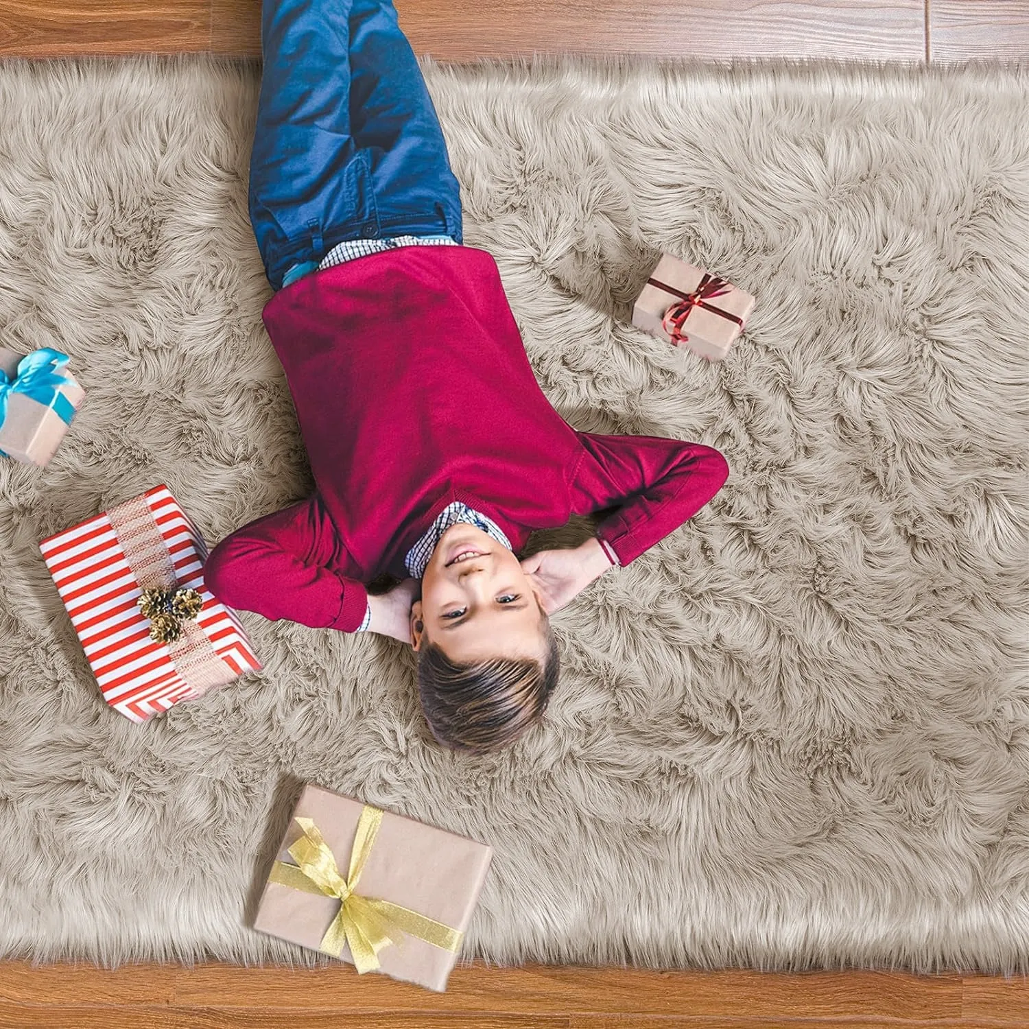 Shaggy Faux Fur Sheepskin Area Rug Super Soft Home Decor Carpet