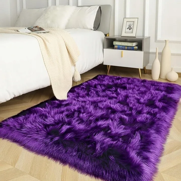 Shaggy Faux Fur Sheepskin Area Rug Super Soft Home Decor Carpet