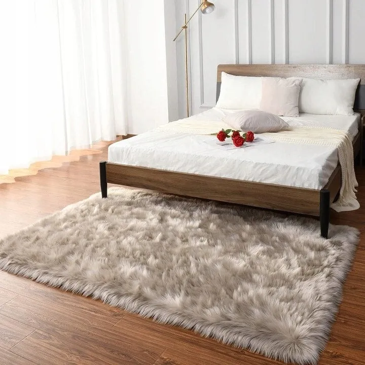 Shaggy Faux Fur Sheepskin Area Rug Super Soft Home Decor Carpet