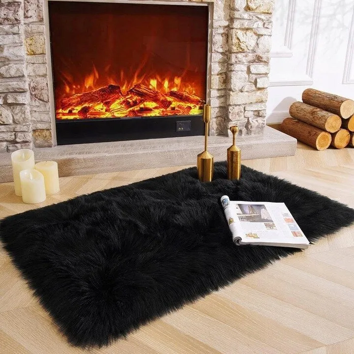 Shaggy Faux Fur Sheepskin Area Rug Super Soft Home Decor Carpet