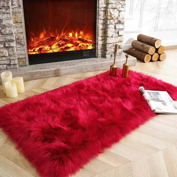 Shaggy Faux Fur Sheepskin Area Rug Super Soft Home Decor Carpet