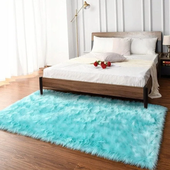 Shaggy Faux Fur Sheepskin Area Rug Super Soft Home Decor Carpet