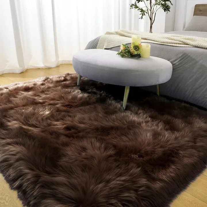 Shaggy Faux Fur Sheepskin Area Rug Super Soft Home Decor Carpet