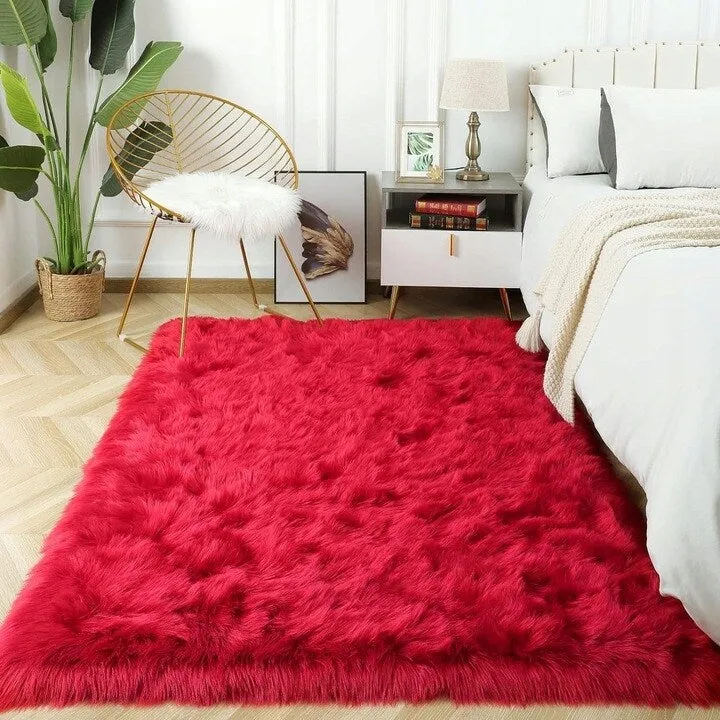 Shaggy Faux Fur Sheepskin Area Rug Super Soft Home Decor Carpet