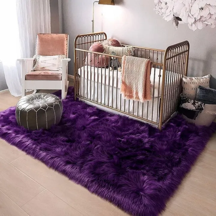Shaggy Faux Fur Sheepskin Area Rug Super Soft Home Decor Carpet