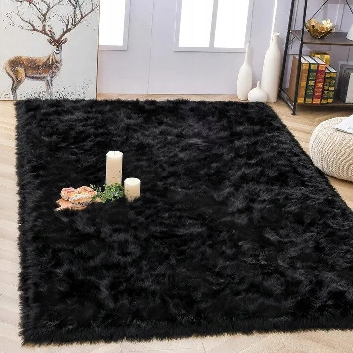 Shaggy Faux Fur Sheepskin Area Rug Super Soft Home Decor Carpet