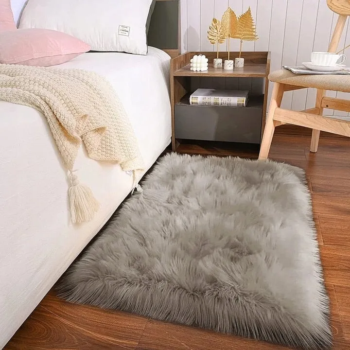Shaggy Faux Fur Sheepskin Area Rug Super Soft Home Decor Carpet