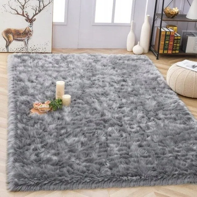 Shaggy Faux Fur Sheepskin Area Rug Super Soft Home Decor Carpet