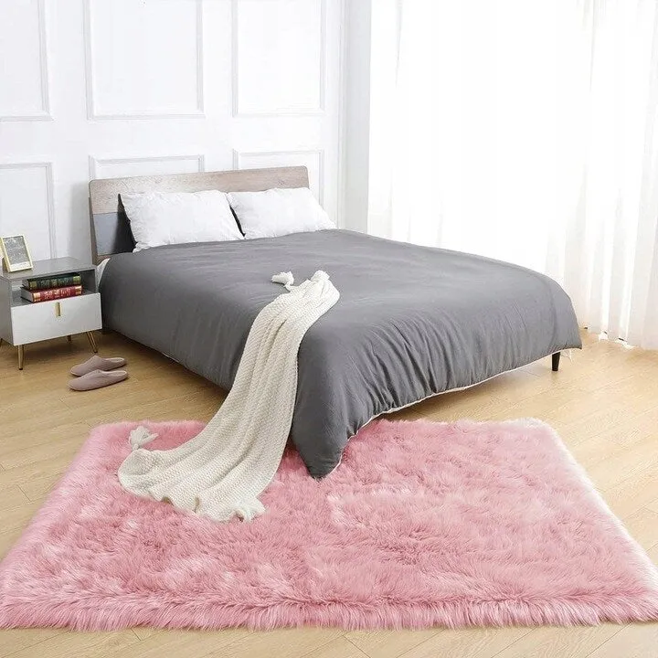 Shaggy Faux Fur Sheepskin Area Rug Super Soft Home Decor Carpet