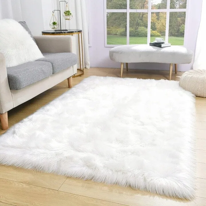 Shaggy Faux Fur Sheepskin Area Rug Super Soft Home Decor Carpet