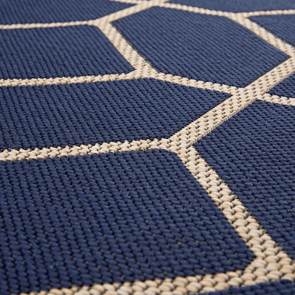Signature Home Glenrose Navy Blue Indoor/Outdoor Area Rug - 5'3 x 7'4