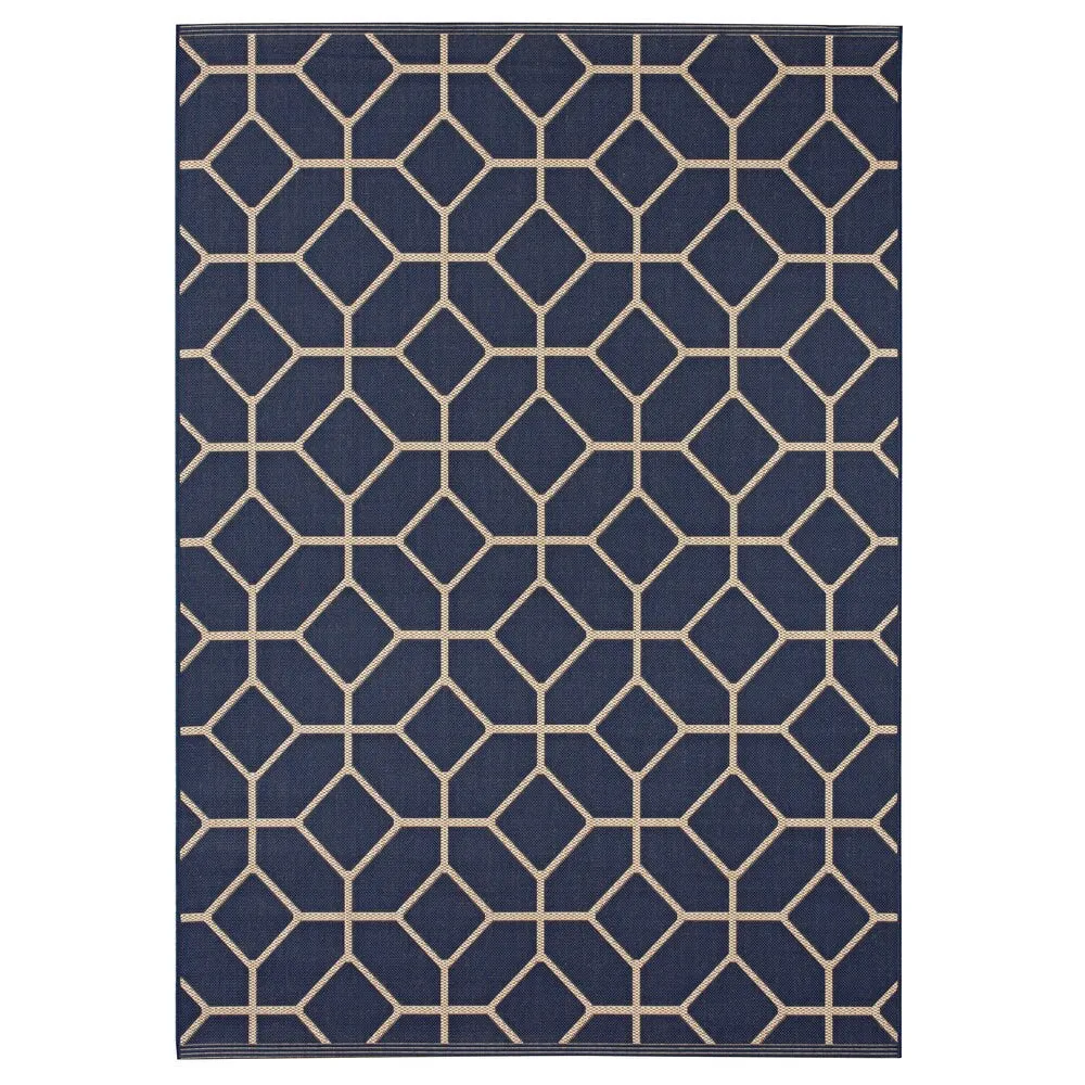 Signature Home Glenrose Navy Blue Indoor/Outdoor Area Rug - 5'3 x 7'4