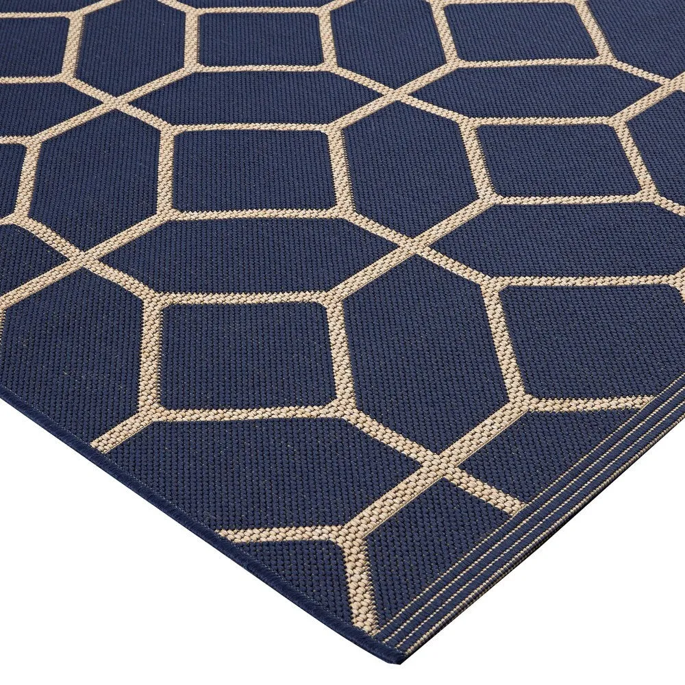 Signature Home Glenrose Navy Blue Indoor/Outdoor Area Rug - 5'3 x 7'4
